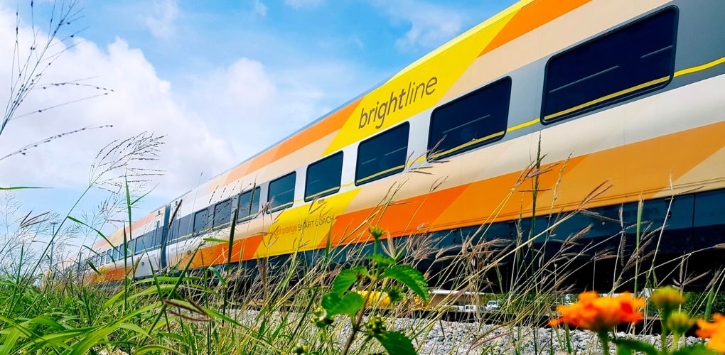 Brightline train traveling in Florida