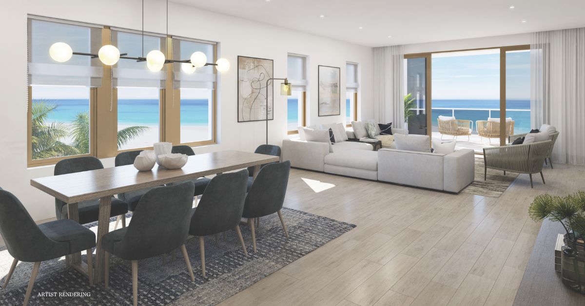 great room rendering for Lumena luxury condominium